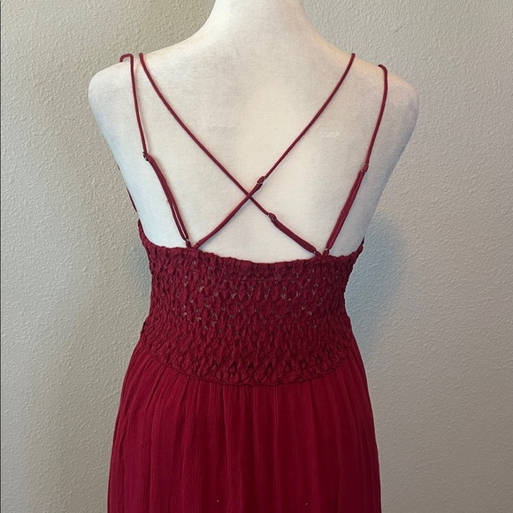 Free People Lace/Ruffle Strappy Maxi Dress Red Size Medium *Flaw - Picture 5 of 11